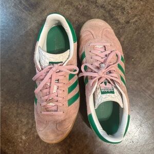 Adidas Suede Pink and Green Trainers